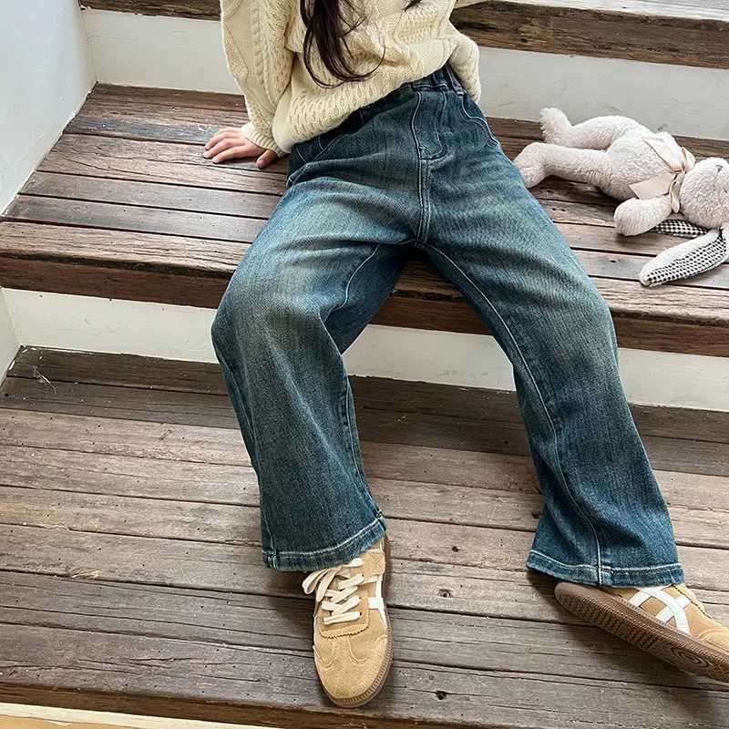 Jeans Winter baby girls fashion fleece lining Make old jeans Girl warm thick straight denim pants