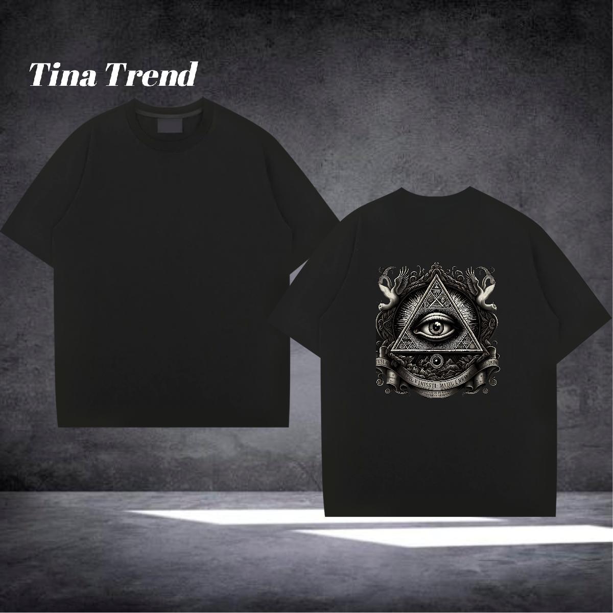 New T-Shirts for Men eye of the devil Tee Shirt 100% Cotton 230g High Street Hip Hop TOP Quality Custom Print Oversized Breathable Short Sleeve Men Ts