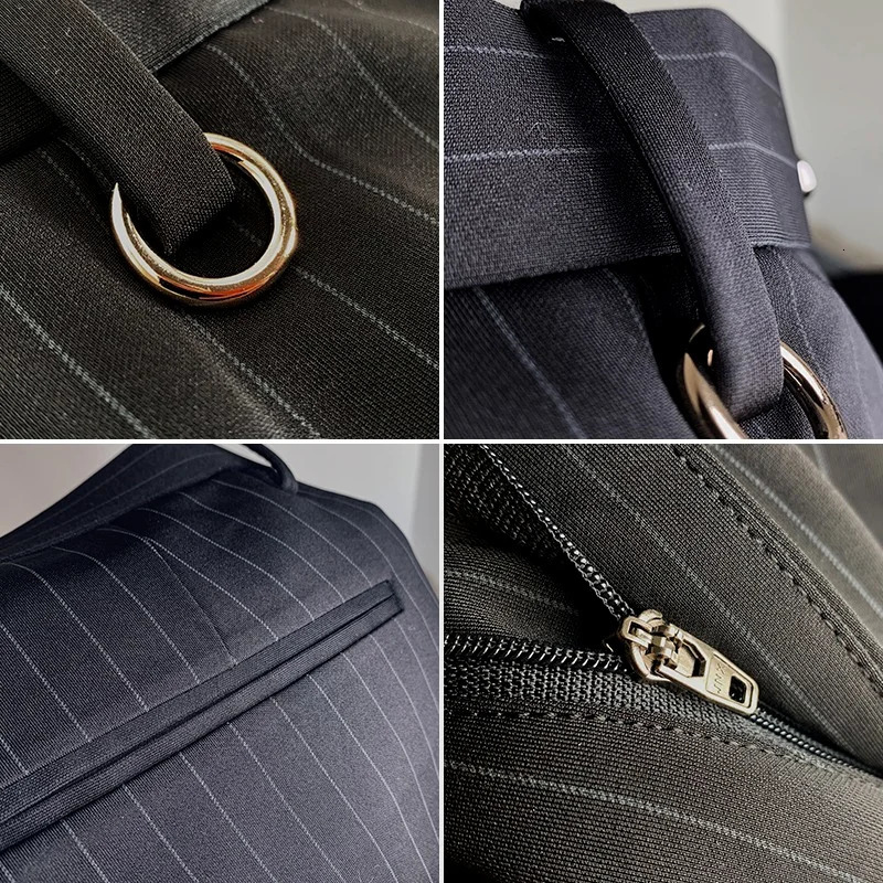 Mens Striped Suit Pants Ankle Trousers Formal High Quality Business Fashion Casual Clothing Black Dress 240806