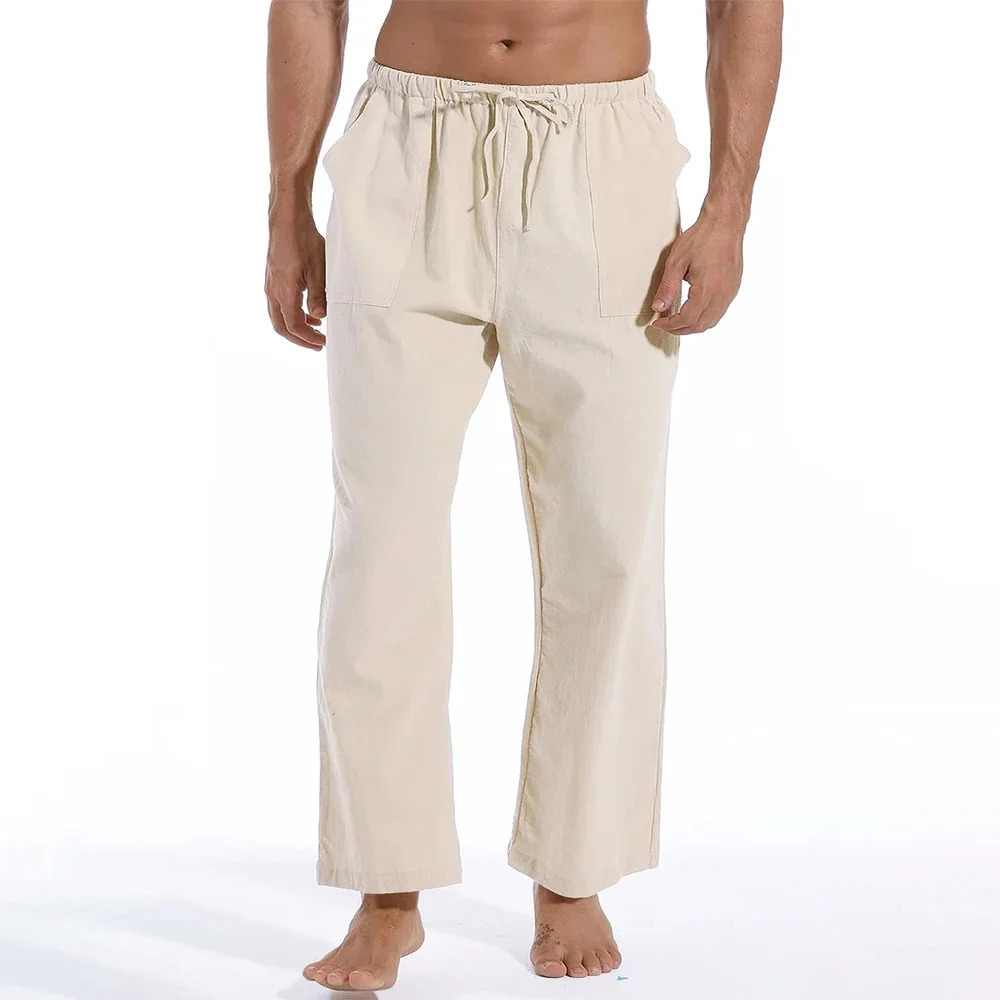 King Billion Large Size Pants Men Straight Cotton Linen Trousers Long Loose Casual Baggy Arrival 240806