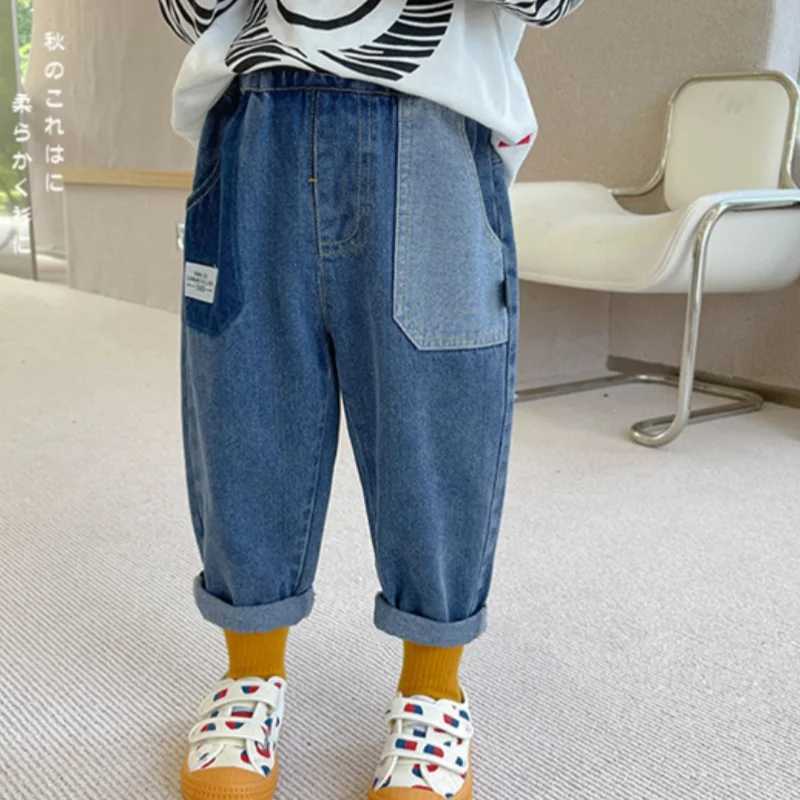 Jeans Boys Jean Pants Long Trousers Cotton 2024 Elegant Spring Autumn Babys Kids Pants Teenagers Outwear Childrens Clothing