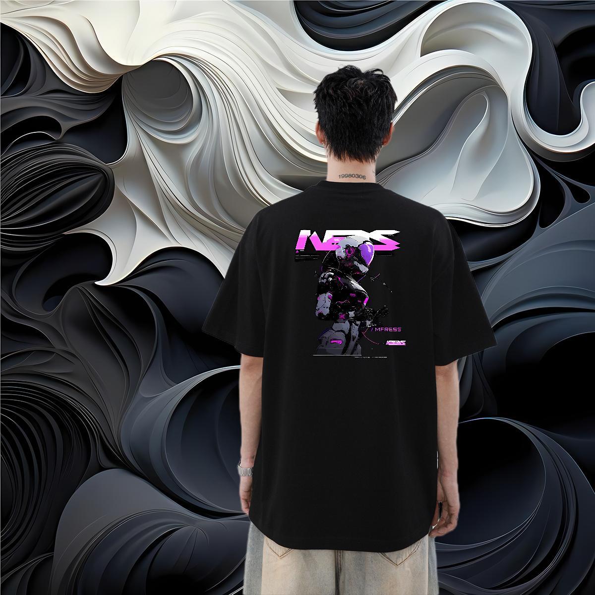 Classic Men T Shirts robot Wear 230g Cotton High Street Hip Hop Unisex Skull Breathable Men Tops Tees