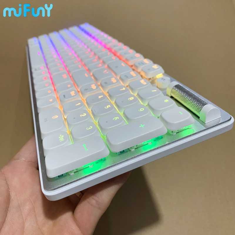 MiFuny Mechanical Keyboard 87 Keys Wireless Low Profile Hot Swap Ultra Thin Switch Metal Panel RGB Gaming Office Work KeyboardsM240715