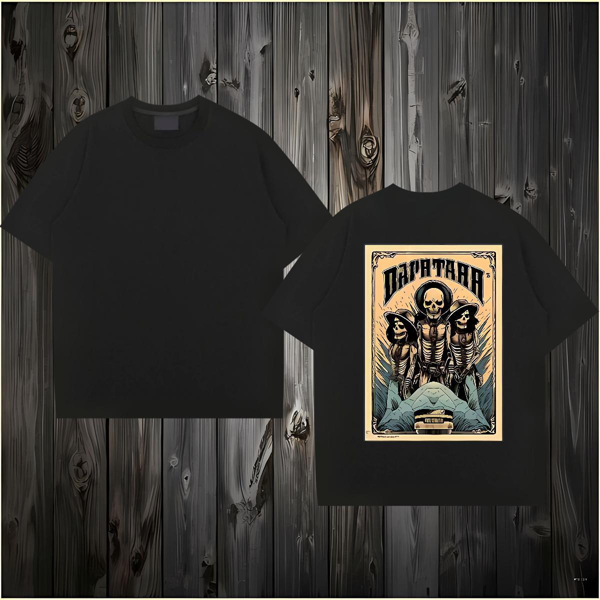 2024 DIY Mens T Shirts skull Tees 230g Cotton Spring Summer Cool Design Custom Cartoon Short Sleeve Soft Men Tops Tees