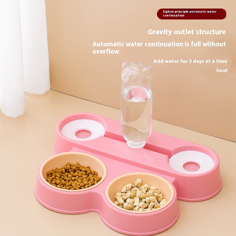 New pet dog feeder, integrated dispenser, knock anti slip cat bowl, four bowl automatic water and food dispenser