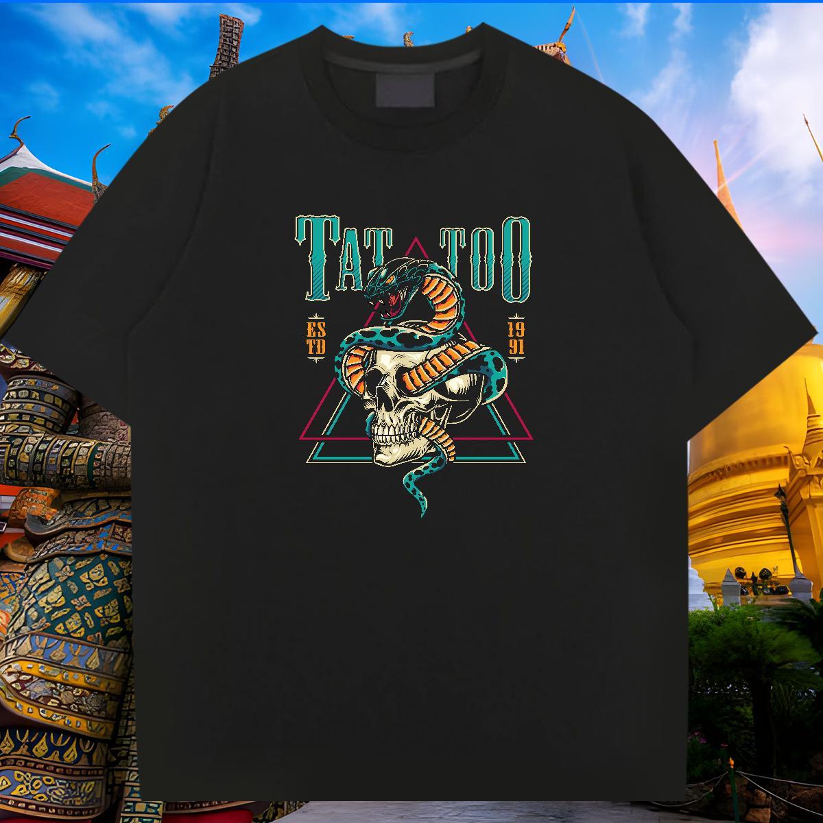 2024 T-Shirts skull Polos 230g Cotton Beach Popular Oversized 4XL Breathable Crew Neck Men Tops Tees