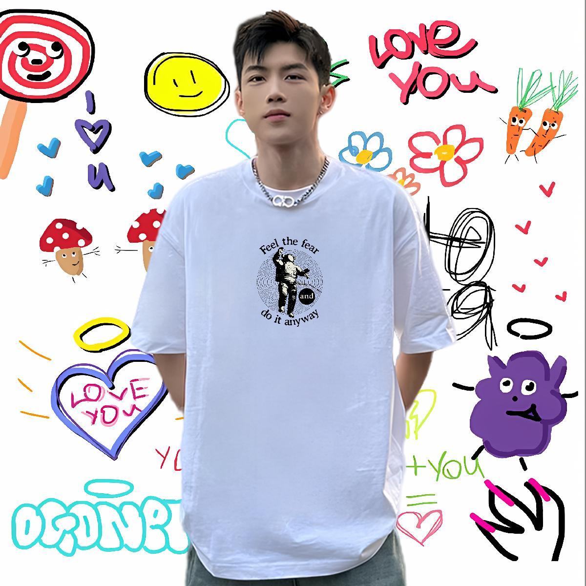 Designer Fashion T-Shirts for Men spaceman Tops 230g 100% Cotton Street Soft Oversized 4XL O Neck Short Sleeves Men Tops Tees