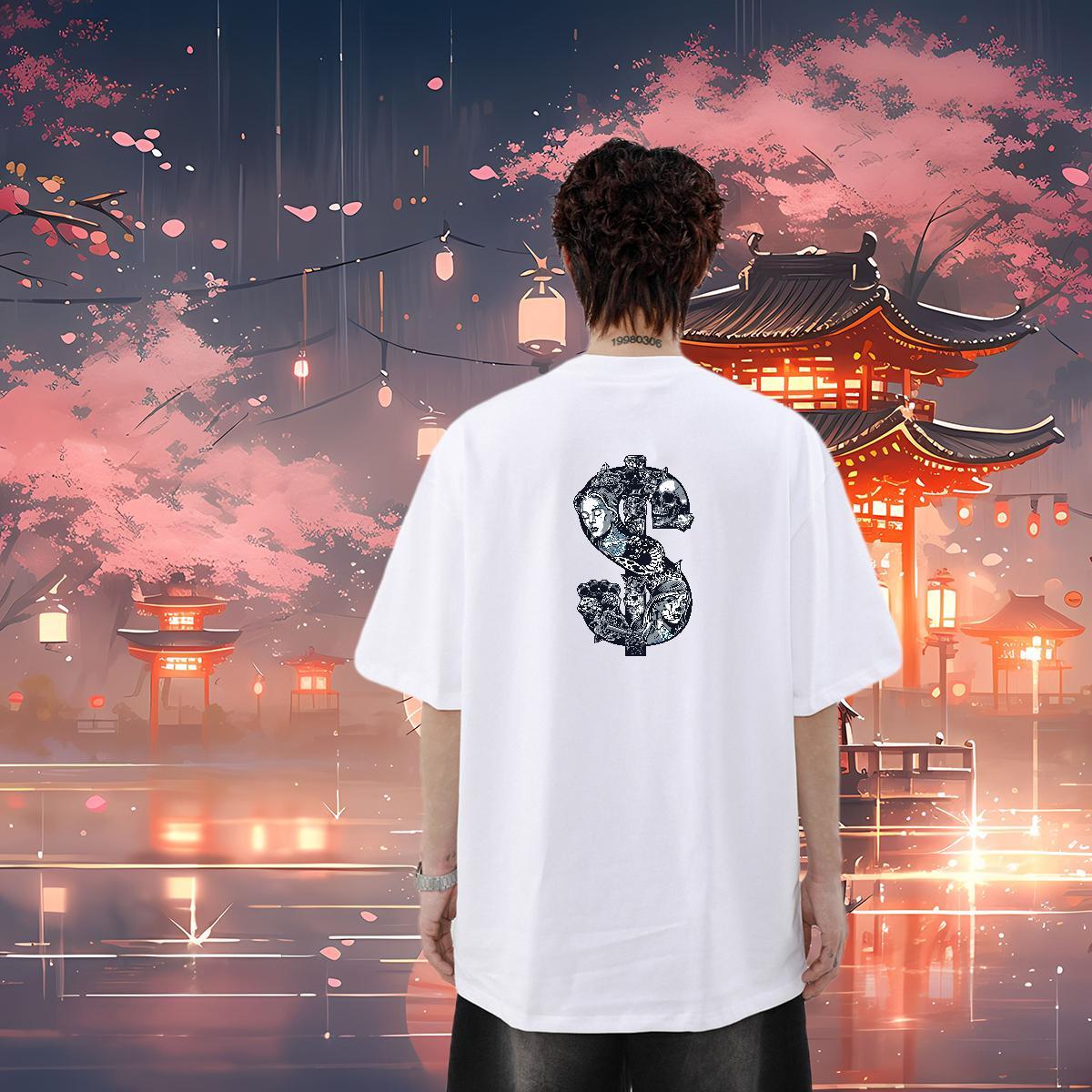 Custom Man T Shirts skull Tshirts 230g Cotton Sports Casual High Quality White Plus Size Breathable Short Sleeve Men Tshirts