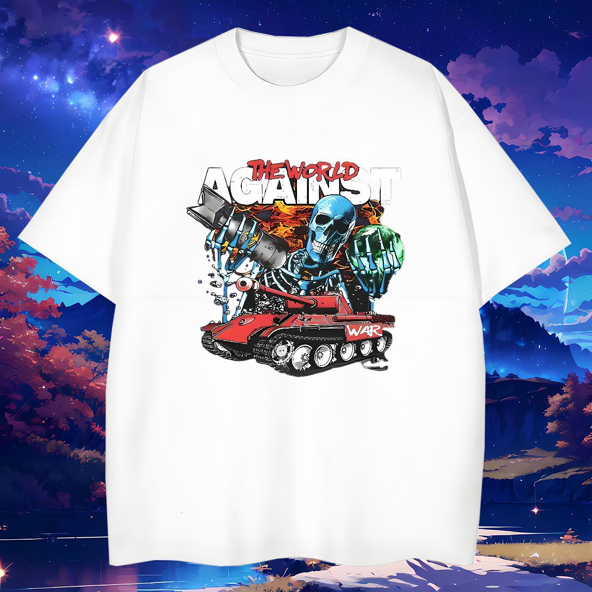 2024 DIY T Shirt For Man skull Tops 230g Pure Cotton Street Casual Free Shipping Custom Printed Short Sleeve Soft Men Tops Tees