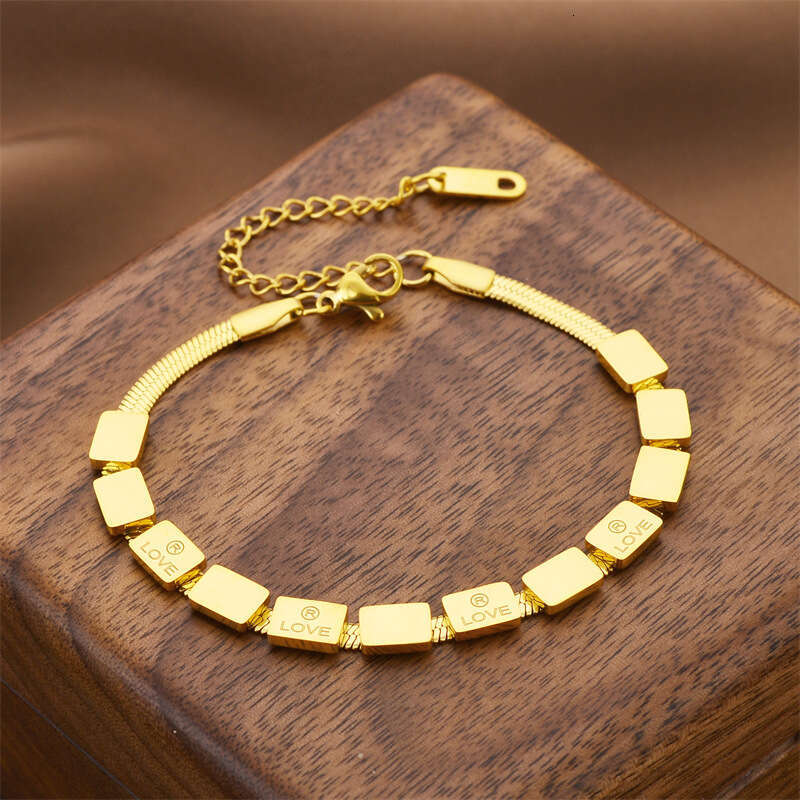 Fashionable LOVE block titanium steel for women, simple and luxurious design, non fading bracelet accessories
