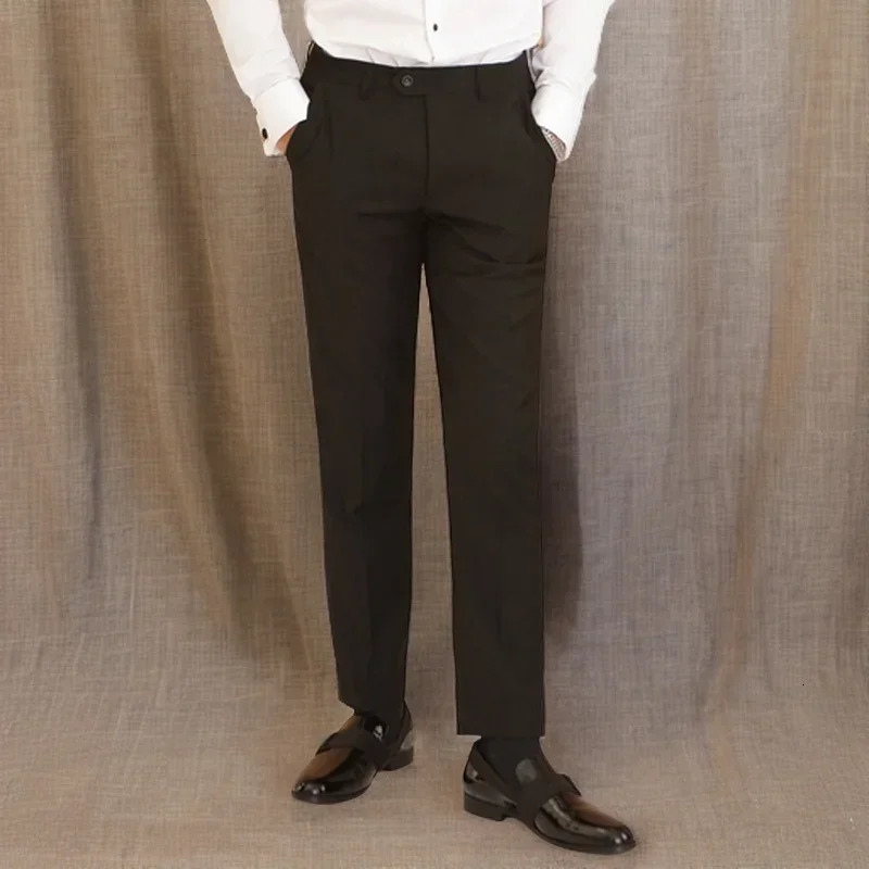 Formal Men Suit Pants with Satin Stripe 1 Pc Slim Fit Black Trousers for Wedding Party Official Business Fashion Pant 240806