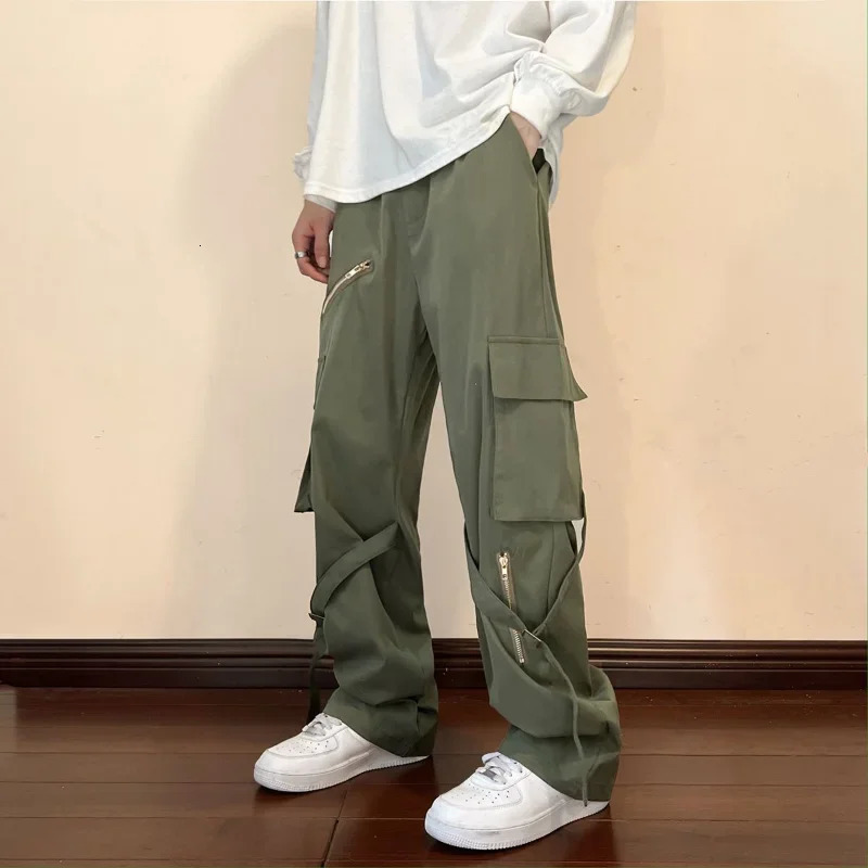 Cargo Pants for Men Black Baggy Slacks Emo Hip Hop Trousers Man Straight Y2k In Harajuku Multipockets Wide Vintage Work Long 240806