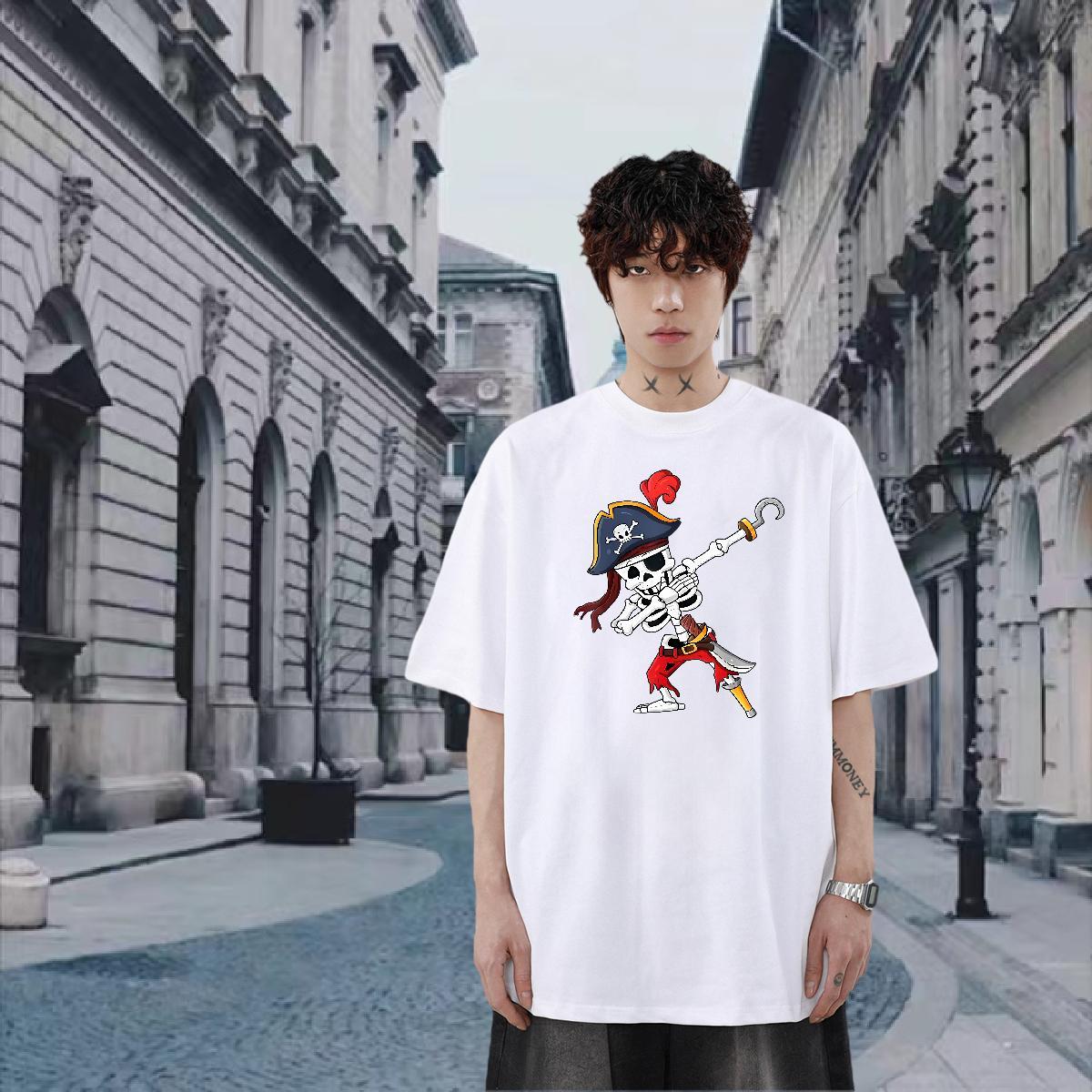 Fashion New T shirt skull Tees Shirts 230g Cotton High Street Hip Hop Soft Graphic O Neck Short Sleeves Mens Tshirts