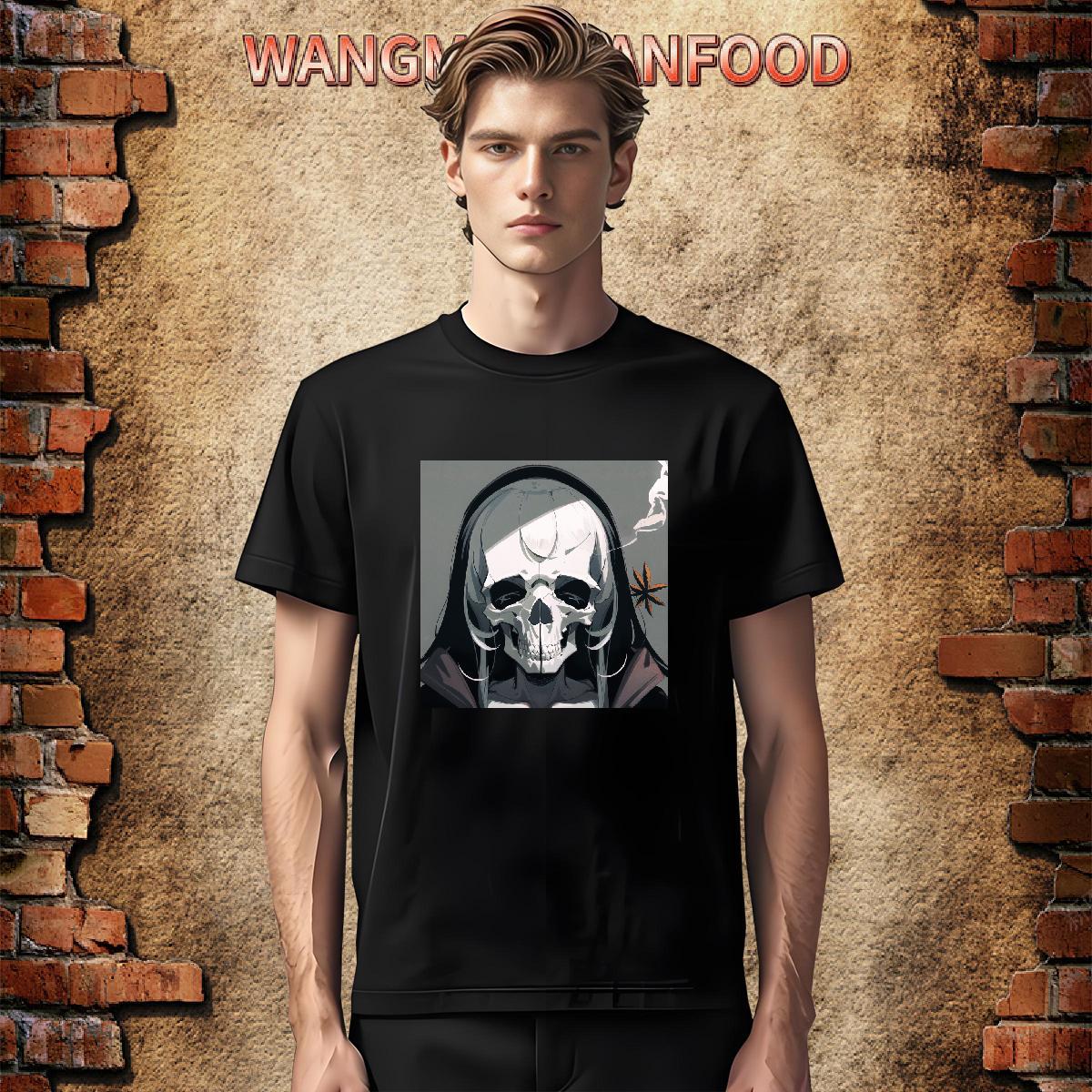 New Designer T shirt skull Tees 230g 100% Cotton Beach Popular Custom Printed Breathable Short Sleeve Couples T Shirts