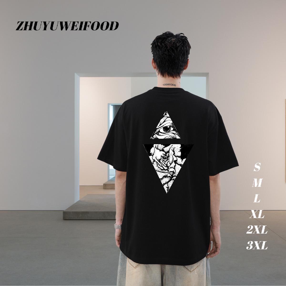 Wholesale Mens T Shirts eye of the devil Tops Tees 100% Cotton 230g Casual Beach Cool Design Black White Breathable Short Sleeve Tshirts
