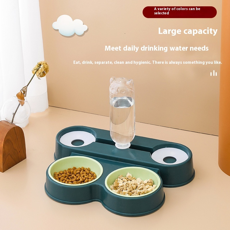 New pet dog feeder, integrated dispenser, knock anti slip cat bowl, four bowl automatic water and food dispenser