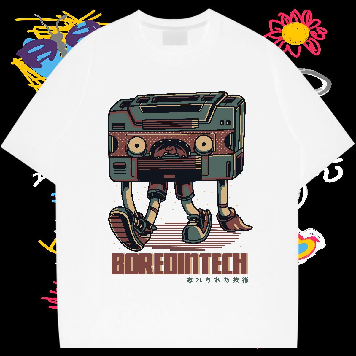 New Designer Man T Shirts robot Tops Tees 230g Cotton Casual Wholesale DIY Short Sleeve O-Neck Men Clothes T-Shirt