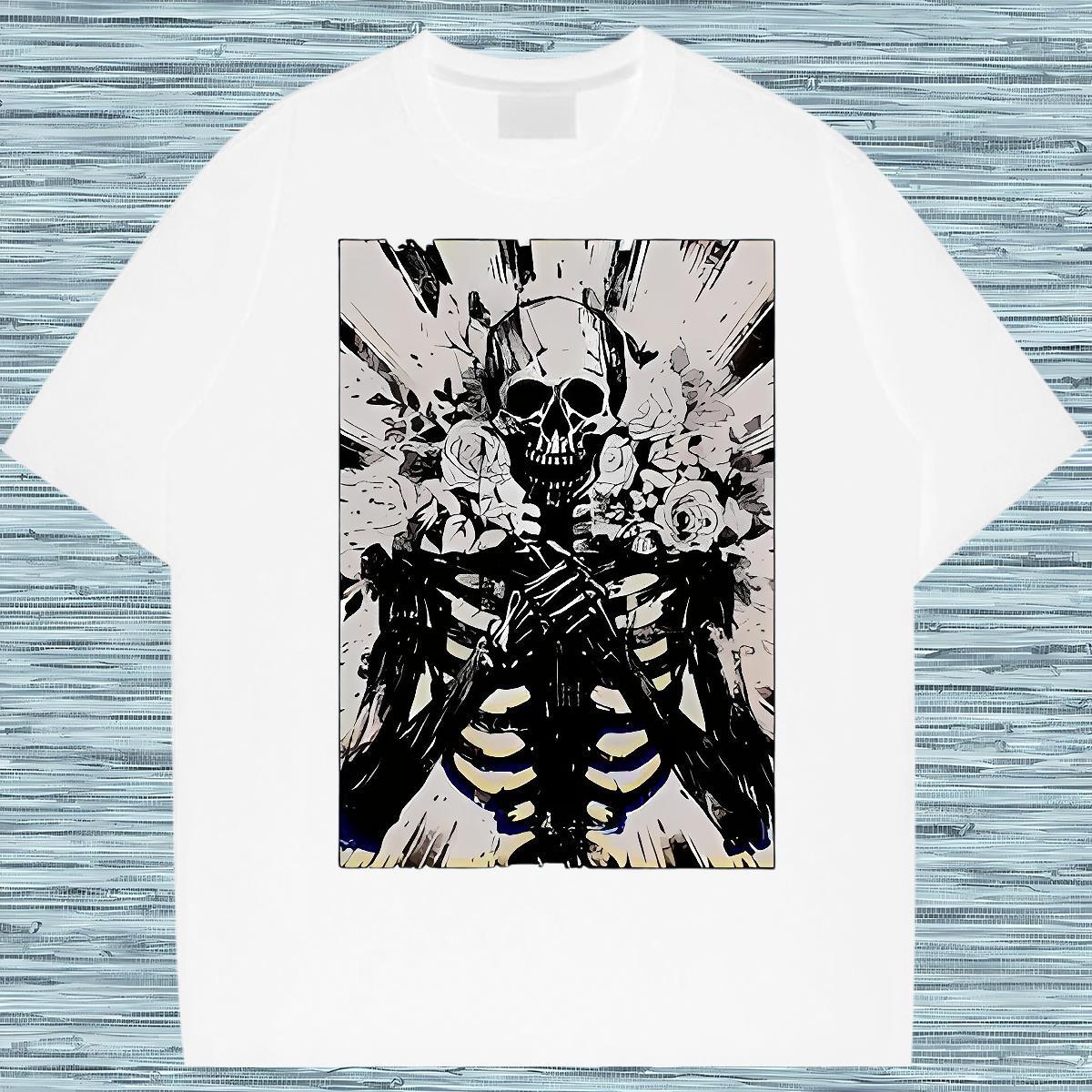 Classic Men T Shirts skull Clothings 230g 100% Cotton Sports Casual Designer Plus Size Cartoon O Neck Short Sleeves Tshirt for Man Woman