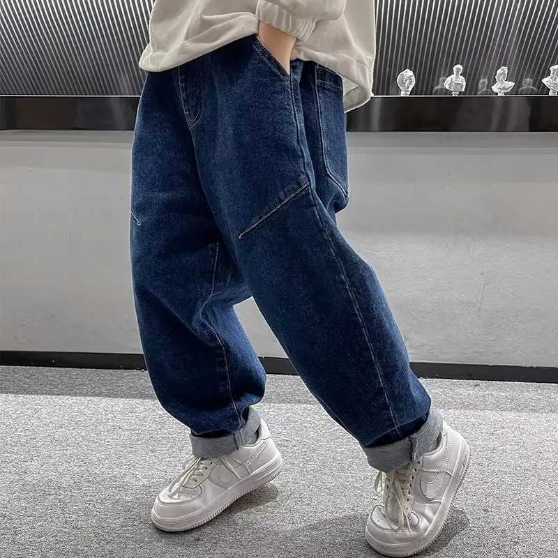 Jeans Boys Jeans Spring And Autumn Loose Childrens Pants Casual Straight Tube Middle Big Boy Dad Pants Boys Pants