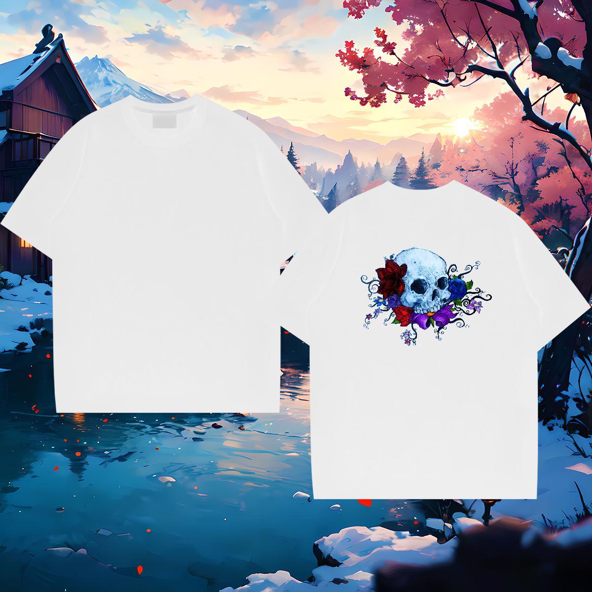 2024 Designer T shirt skull Tops Shirt 100% Cotton 230g Summer Casual Free Shipping Custom Print Oversized Round Neck Short Sleeve Mens Tshirts