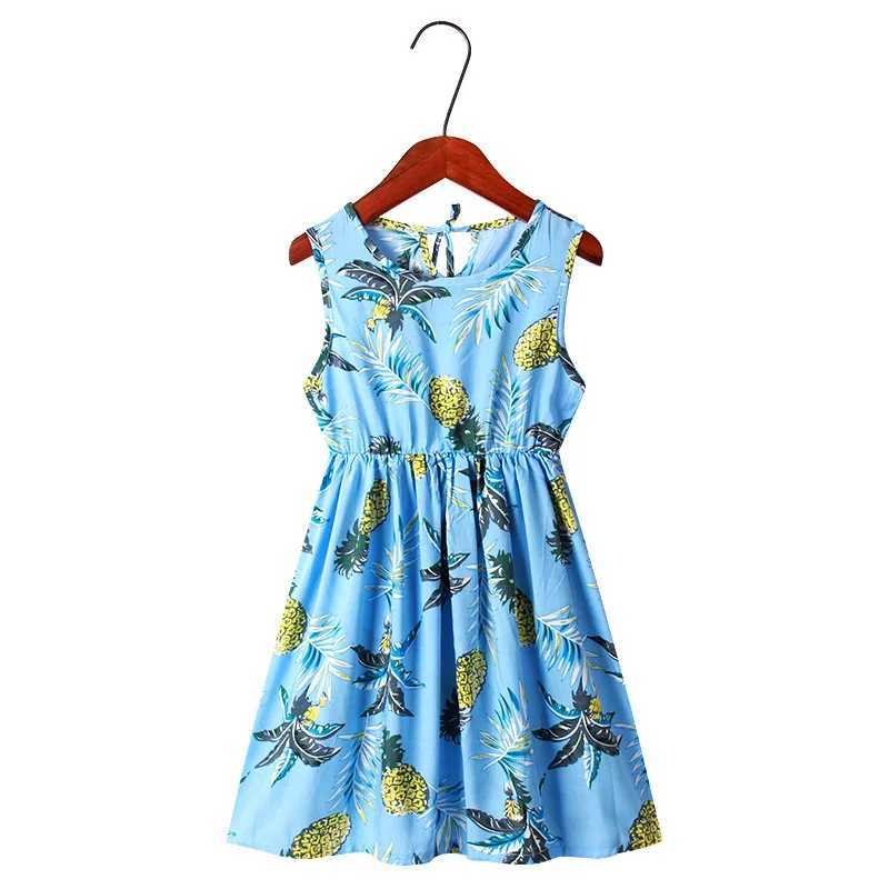 2017 Summer Gilrs Casual Dress 2-12 Year Childrens Cute Printed Leaf Vest Princess Dress Childrens Silk Cotton Sleeveless ClothingW240720