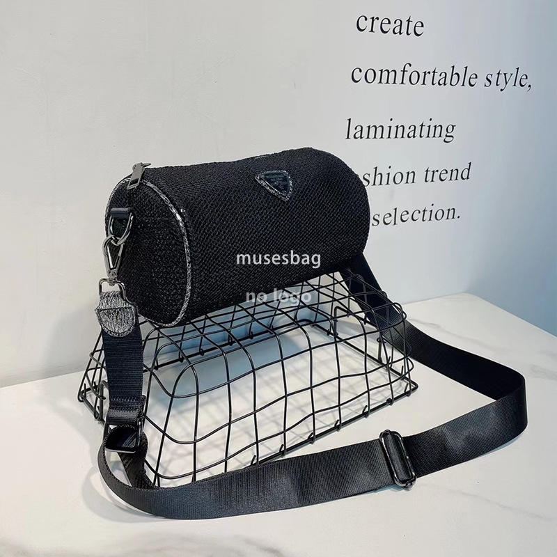 Fashion women's bag new sequin mesh crossbody bag casual all-match cylinder bag wide shoulder bag small bag