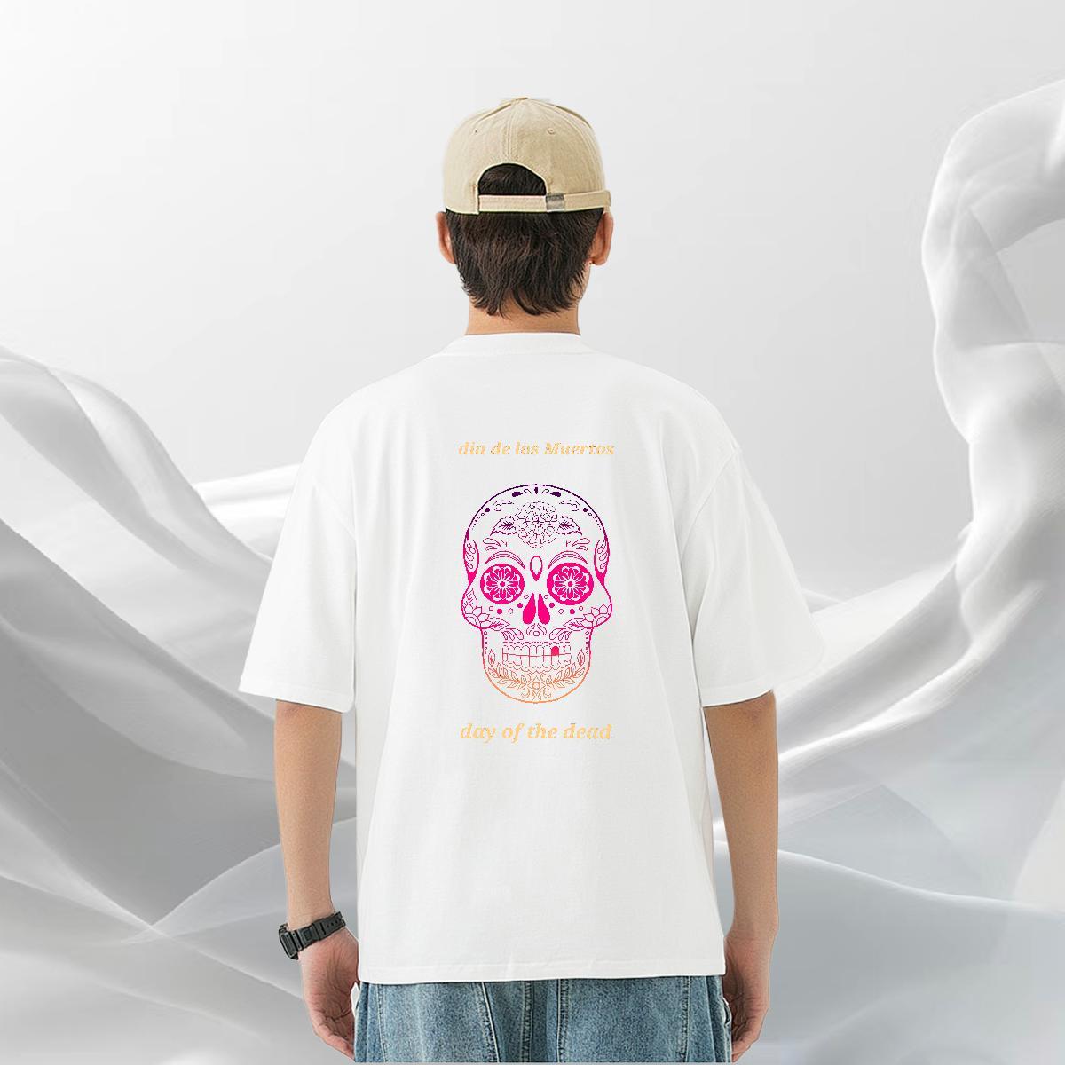DIY Customized Men T Shirts skull Tops Shirt 230g Cotton Daily Wear Free Shipping Custom Big Size O-Neck Short Sleeve Men Clothes T-Shirt