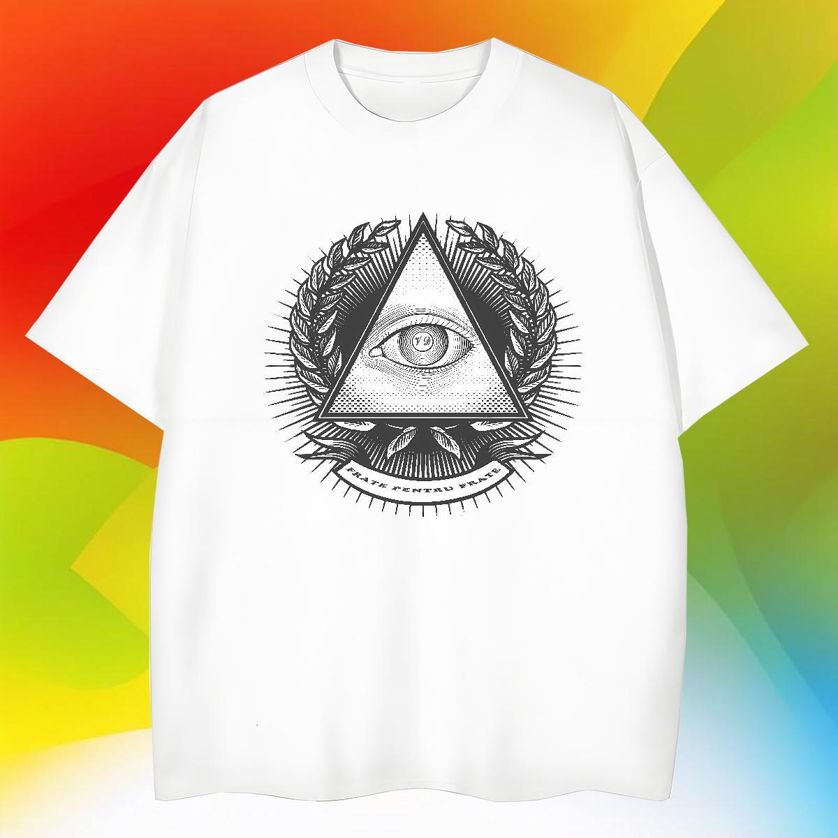 Stylist Men T Shirts eye of the devil Tops 230g Pure Cotton Street Casual Loose DIY Printed Breathable Crew Neck Men Tshirts