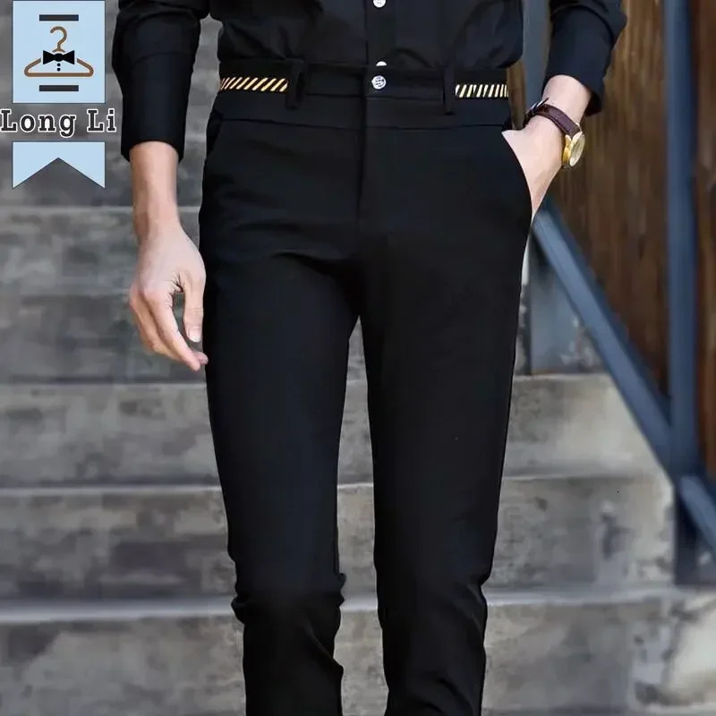 Stretch Suit Trousers for Men Office Pants NonIroning Slim Fit Bridegroom Suits Wedding Business Black 240806