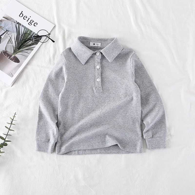 Spring and Autumn Childrens Polo Shirt Pure Cotton Collar Boys Shirt 1-8Y Childrens Baby Long Sleeve Underwear W241223
