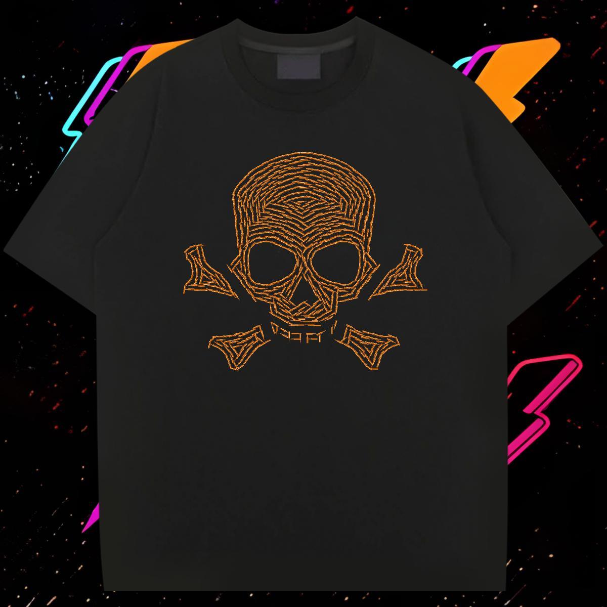 New Designer Man T Shirts skull Top Tees 230g Pure Cotton Daily Outfit Comfortable Skull Short Sleeve O-Neck Men Tees