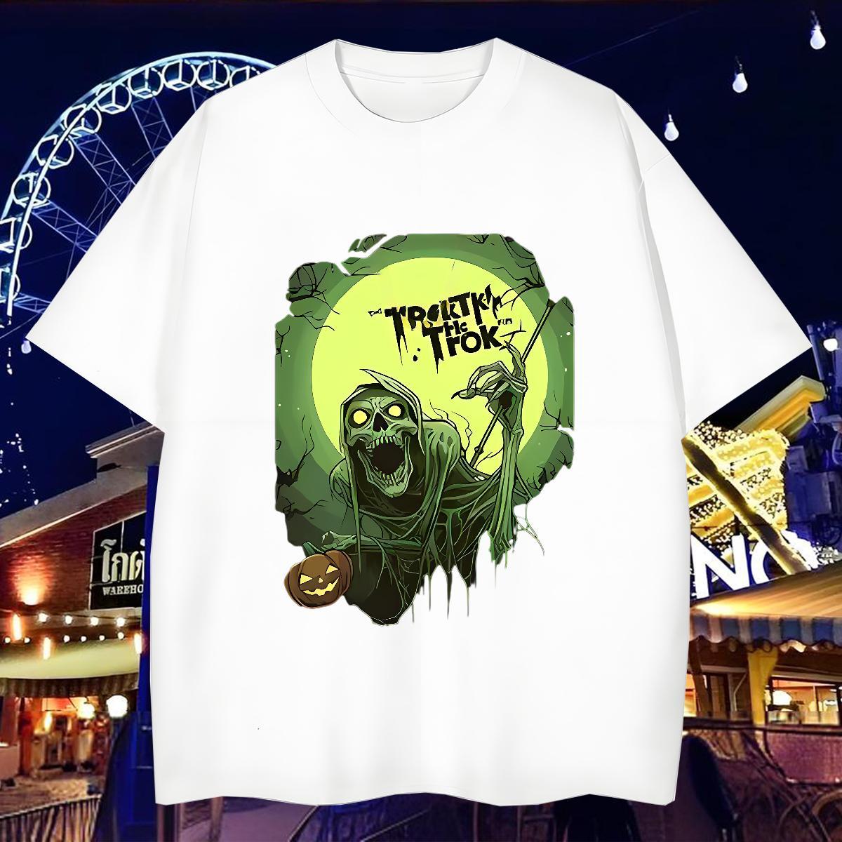New Mens T Shirts halloween Wear 230g Pure Cotton Daily Outfit Cool Design Oversized 4XL O Neck Short Sleeves Men Tops Tees