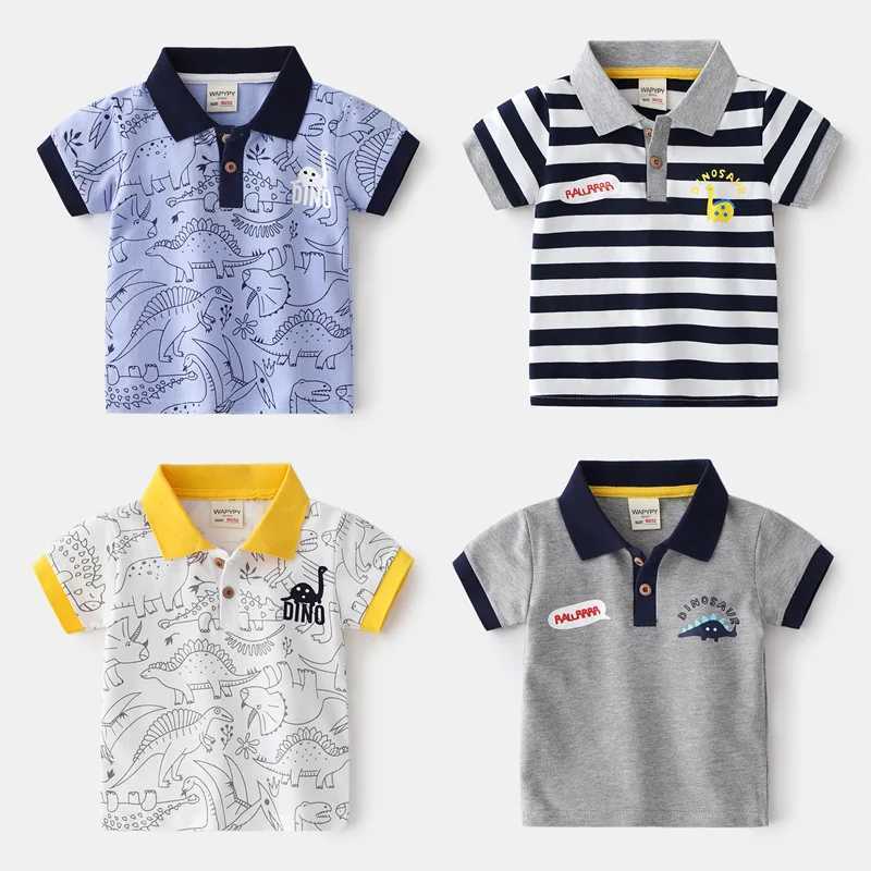 Childrens collar T-shirt 2024 summer boy polo shirt short sleeved T-shirt 2-6 year baby cotton blend casual top W241223
