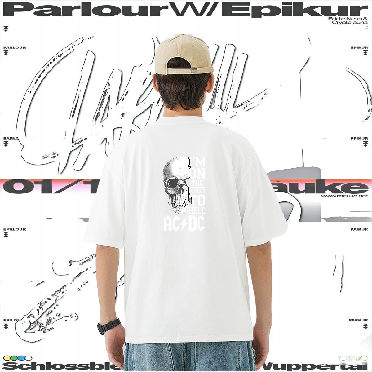 Designer Fashion T-Shirts for Men skull Wear 230g Cotton High Street Hip Hop Wholesale DIY Printed Breathable Soft Mens Tshirts