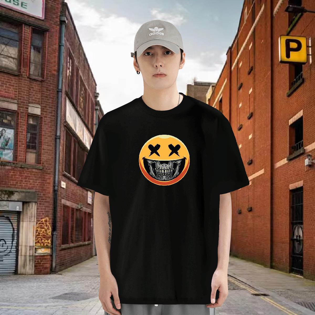 Factory Direct Men T Shirts skull Tees 100% Cotton 230g Street Casual Designer White Plus Size Short Sleeve O-Neck Mens Tshirts