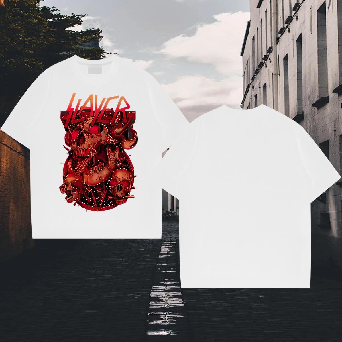 Custom T Shirts Men skull Tops Shirt 230g Pure Cotton Casual Cool Oversized O-Neck Short Sleeve Men Tshirts