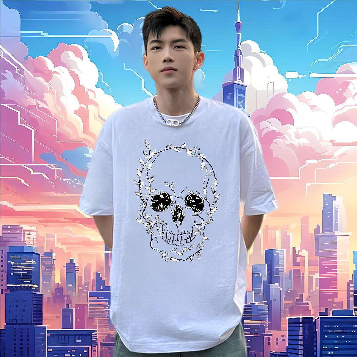 Designer Fashion T Shirt For Man skull Tops Shirt 100% Cotton 230g Beach Comfortable Anime Breathable Crew Neck Mens Tshirts