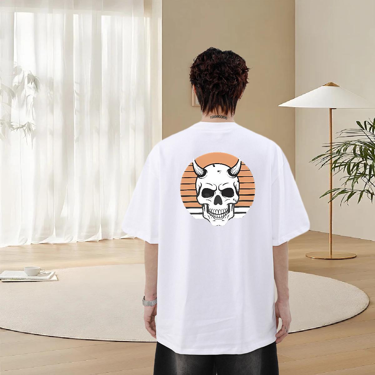 Designer T Shirt For Man skull Tops 100% Cotton 230g Street Casual Classic Cartoon Printing L-4XL Pure Cotton Men Clothes T-Shirt