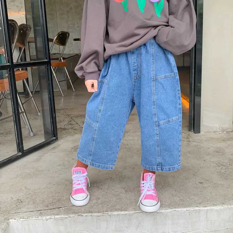 Jeans Spring Autumn girls fashion patchwork jeans Boys wide leg casual denim pants