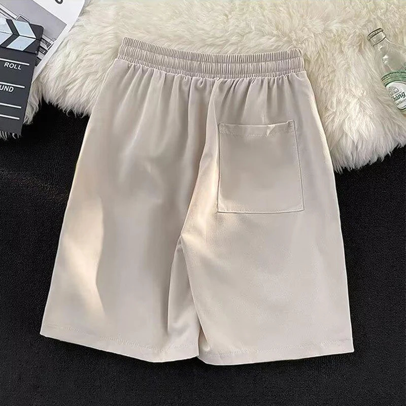 Summer Mens Casual Shorts Side Zipper Cargo Shorts Male Sports Casual Shorts Solid Drawstring Elastic Waist Knee Length Pants 240807