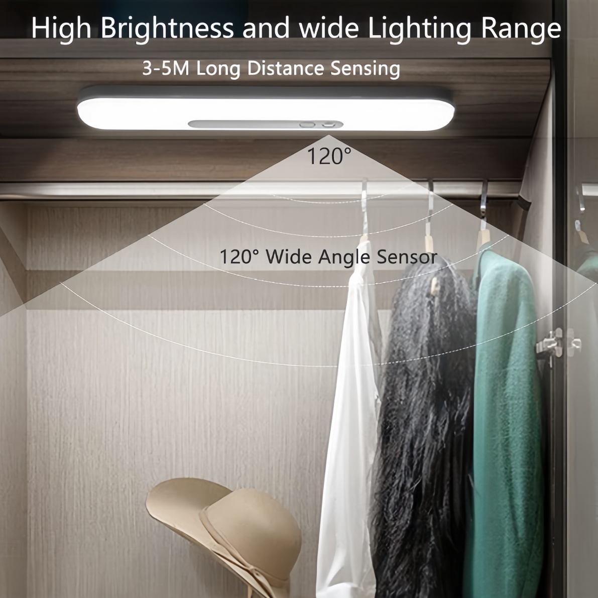 Smart LED Strips for Closet Illumination - Self-Adhesive Wireless Induction Lights Compatible with Any Surface via Magnetic Suction, Rechargeable via 