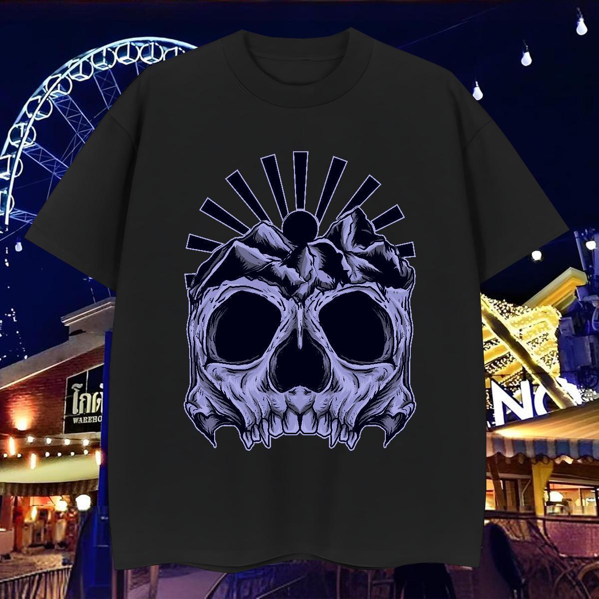 DIY Customized Mens T Shirts skull Tops 230g 100% Cotton Street Casual High Quality DIY Logo Oversized O Neck Short Sleeves Tshirt for Man Woman