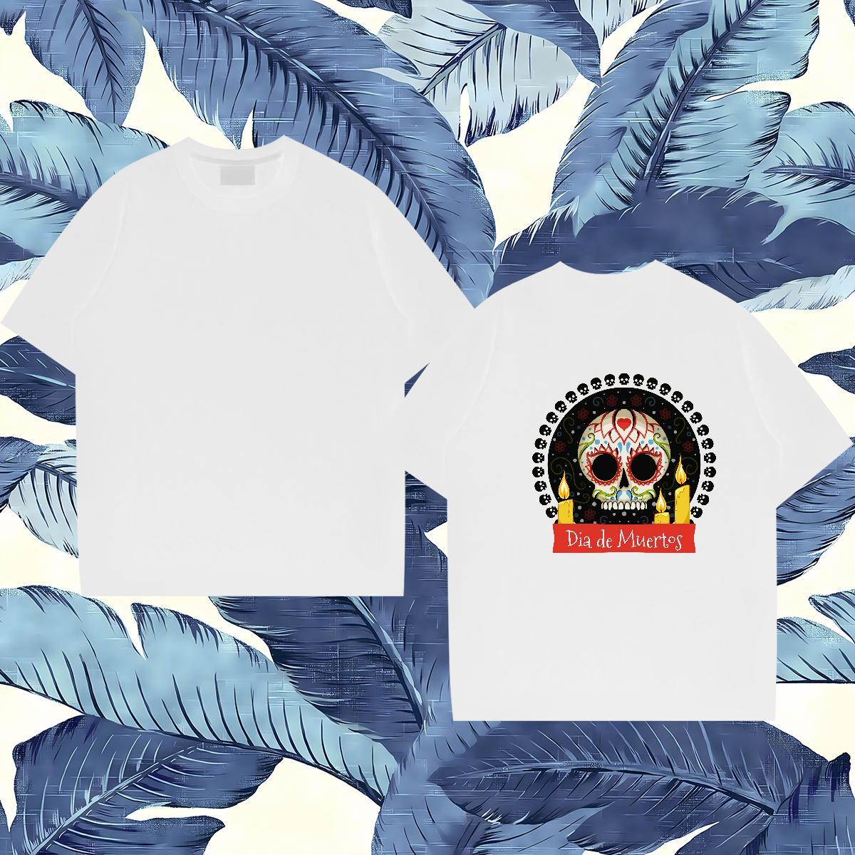 2024 New T-Shirts skull Tshirts 230g 100% Cotton Hip Hop Soft Plus Size Cartoon O Neck Short Sleeves Tshirt for Man Woman