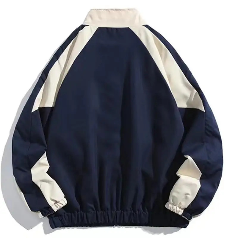 Reflective striped jacket mens hip-hop streetwear jacket zipper jacket windproof jacket Harajuku thin jacket sport black blue 240902