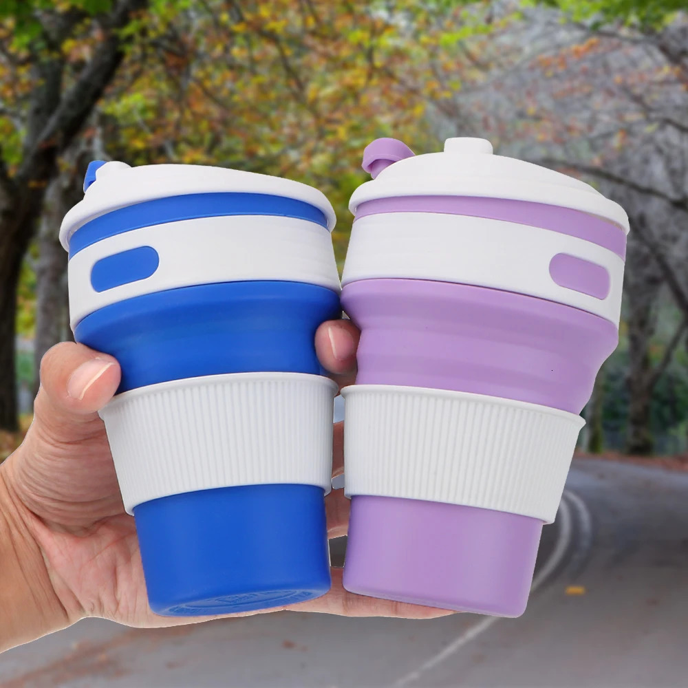 Coffee food grade foldable water BPA free beverage silicone travel coffee cup Z260202