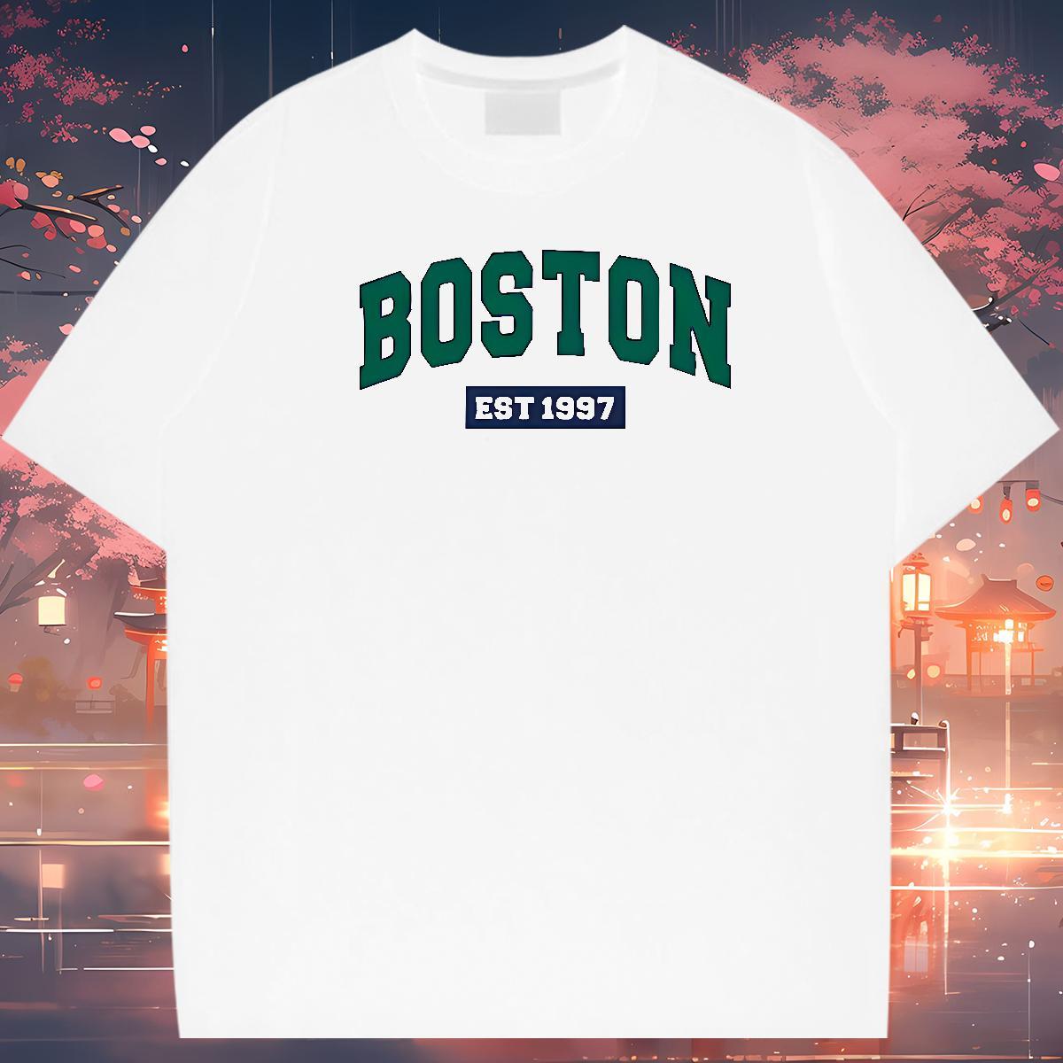 Stylist T-Shirts for Men BOSTON Tops Tees 230g Cotton Street wear Hip Hop Comfortable Custom Print Oversized O-Neck Short Sleeve Tshirt for Man Woman