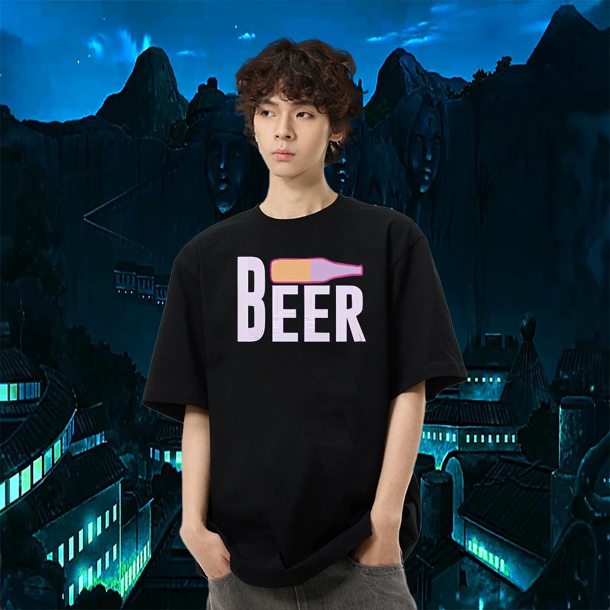 New T shirt letter Tees Shirts 230g Pure Cotton Summer Casual Soft Asian Size Breathable Crew Neck Men Tees