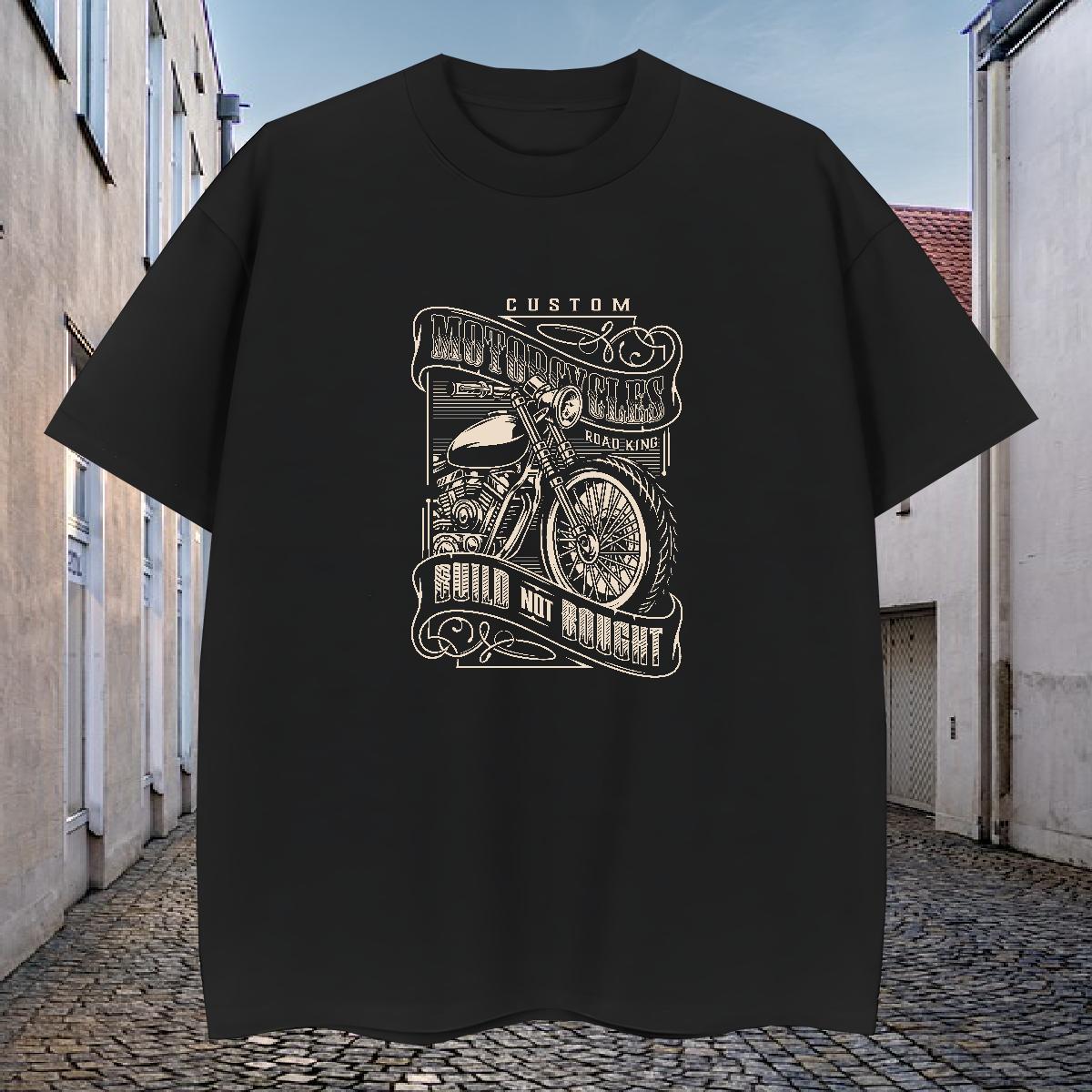 New T-Shirts for Men Motorcycle Tops 230g Cotton Beach Loose Anime Short Sleeve O-Neck Tshirts