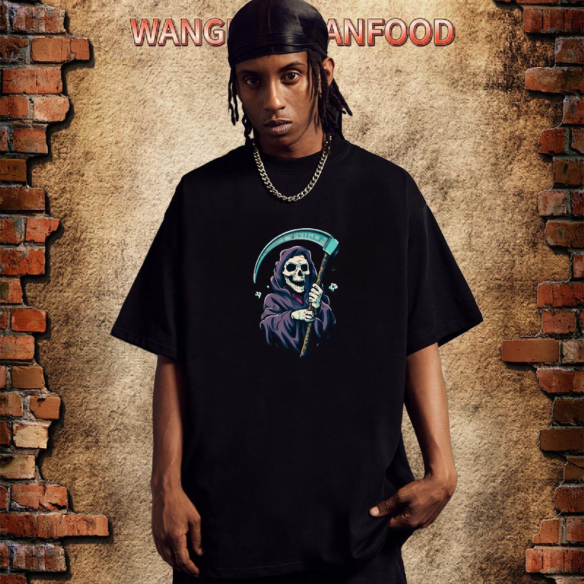 DIY Customized Men T Shirts skull Tshirts 100% Cotton 230g Daily Wear Unisex Custom Anime Breathable Short Sleeve Mens Tshirts