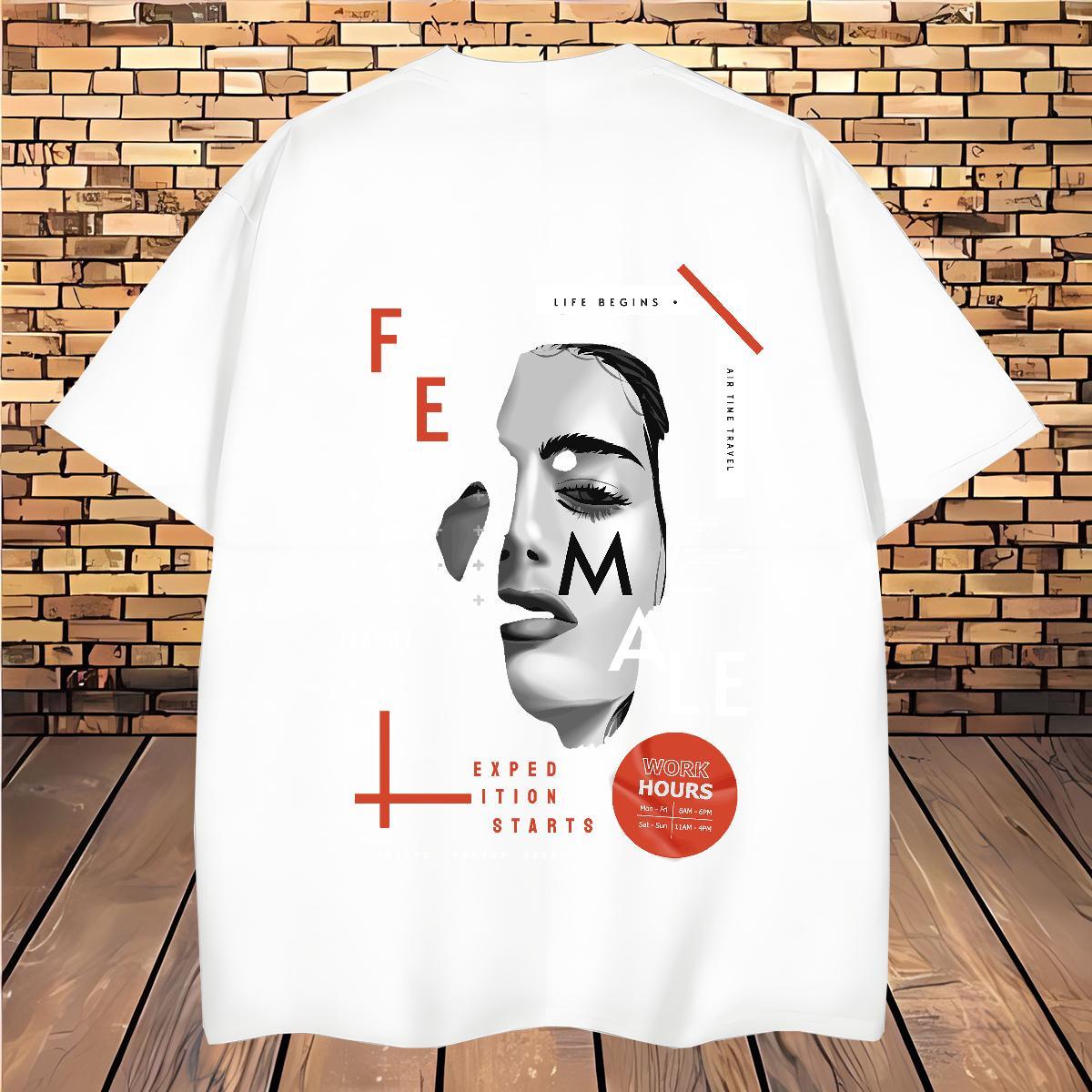 Fashion New Men T Shirts portrait Tops Tees 230g Cotton Outdoor Loose Custom Printing Short Sleeve O-Neck Mens Tshirts